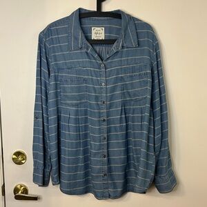 Style & Co. Women’s Blue Striped Button-Up Shirt Size XL